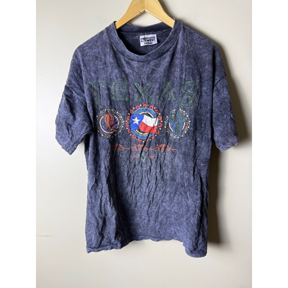 Vintage Maiden West T Shirt Mens L Purple Tie Dye Texas Southern 100% Cotton